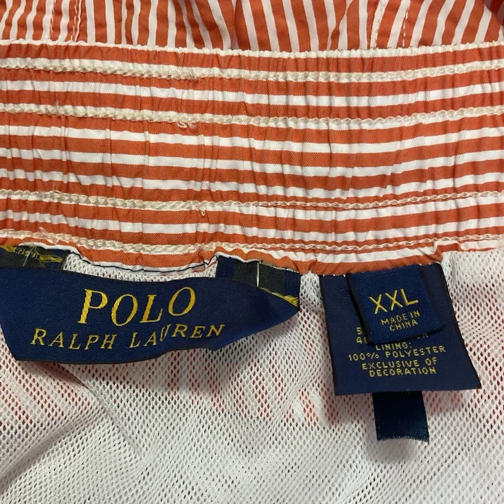 Vintage Polo‎ Ralph Lauren Short Men's Coral Luxury Y2K Striped Classic Size 2XL